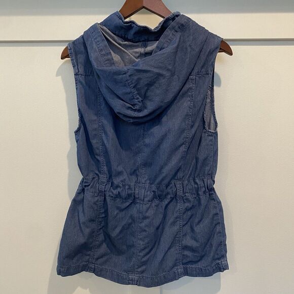 Indigo Rein Vest Women's Medium M Blue Hoodie Chambray‎ Drawstring Y2K Style - Picture 8 of 13
